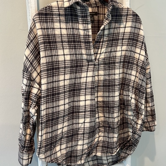 FRENCH connection plaid flannel oversized pullover tunic top size extra small/s - Picture 5 of 8